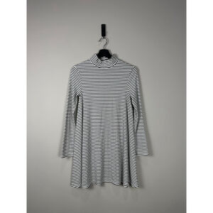 Women's MINKPINK White/Black Striped Ribbed Turtleneck Mini Dress S